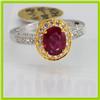Image 1 : Genuine  1.76 ctw Ruby & Diamond Ring 18KT 2 Tone Ring Size 6.5