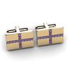 Image 1 : Genuine 1.3 ctw Tanzanite Cufflink 14kt W/Y Gold 6.15g