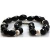 Image 2 : Natural Big Black Spinal and Pearl Beads Necklace with clasp