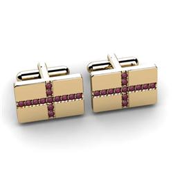 Genuine 1.30 ctw Ruby Cufflink 14kt W/Y Gold 6.15g