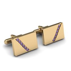 Genuine 0.72 ctw Tanzanite Cufflink 14kt W/Y Gold 6.15g