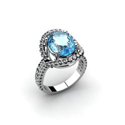 Aqua Marine 4.13 ctw & Diamond Ring 18kt W/Y  Gold