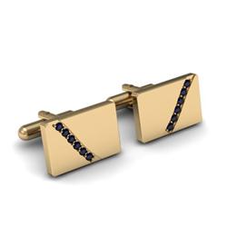 Genuine 0.60 ctw Sapphire Cufflink 14kt W/Y Gold 6.15g