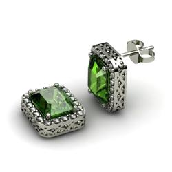 Genuine 4.60 ctw Green Tourmaline & Diamond Earring 14kt White or Yellow Gold 3.25g