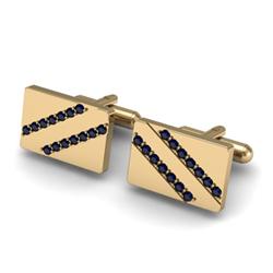 Genuine 1.40 ctw Sapphire Cufflink 14kt W/Y Gold 6.15g