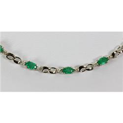 Genuine 6.02 ctw Emerald & Diamond Necklace 14kt W/Y Gold 9.816g