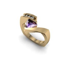 Genuine 0.72 ctw Tanzanite Trillion & Diamond Ring 10kt White or Yellow Gold 6.584g