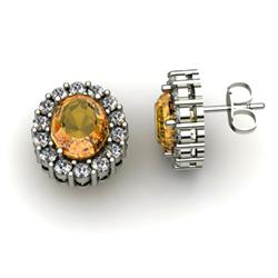Genuine 3.04 ctw Citrine & Diamond Earring 10kt White or Yellow Gold 4.98g