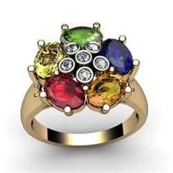 Genuine  2.93 ctw 14kt Multi-Color Precious Stone & Diamond Ring