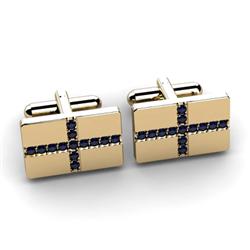 Genuine 1.30 ctw Sapphire Cufflink 14kt W/Y Gold 6.15g