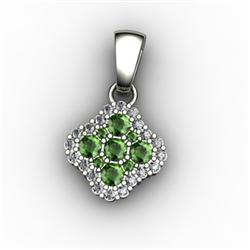 Genuine 0.52 ctw Green Tourmaline & Diamond Pendant 14kt W/Y Gold 14kt 2.75g