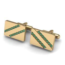 Genuine 1.12 ctw Emerald Cufflink 14kt W/Y Gold 6.15g