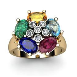 Genuine  2.92 ctw 10kt Multi-Color Precious Stone & Diamond Ring