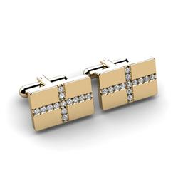 Genuine 0.78 ctw Diamond Cufflink 14kt W/Y Gold 6.15g