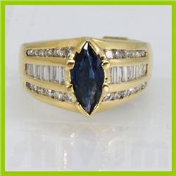 Genuine  2.26 ctw Sapphire & Diamond Ring 18KT Yellow Gold Ring Size 6.5