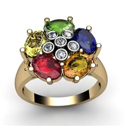 Genuine  2.93 ctw 10kt Multi-Color Precious Stone & Diamond Ring