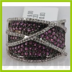 Genuine 1.16 ctw 18k Pink Sapphire & Diamond White Gold Ring