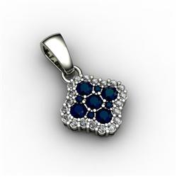 Genuine 0.59 ctw Sapphire & Diamond Pendant 14kt W/Y Gold 14kt 2.75g