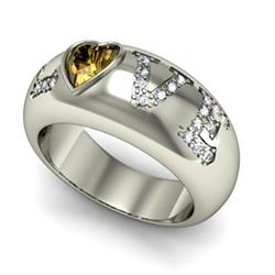 Genuine 0.74 ctw Citrine & Diamond Ring 14kt White or Yellow Gold 9g