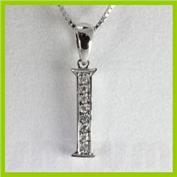 Genuine 0.06 ctw Alphabet Initial Letter I Diamond Necklace 16" 14kt Gold-White