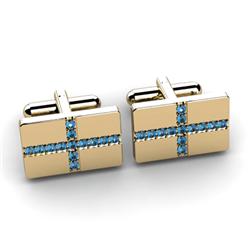 Genuine 1.04 ctw Topaz Cufflink 14kt W/Y Gold 6.15g