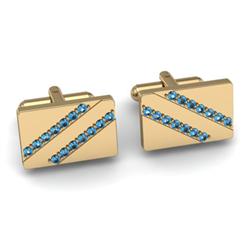 Genuine 1.12 ctw Aqua Marine Cufflink 14kt W/Y Gold 6.15g