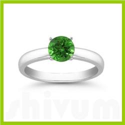 Genuine 1.00 ctw Emerald Solitaire Ring 14kt Gold-White