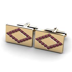 Genuine 1.60 ctw Ruby Cufflink 14kt W/Y Gold 6.15g