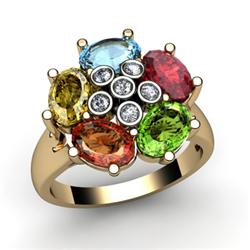 Genuine  2.73 ctw 14kt Multi-Color Precious Stone & Diamond Ring