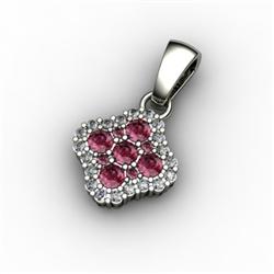 Genuine 0.59 ctwGarnet & Diamond Pendant 14kt W/Y Gold 14kt 2.75g