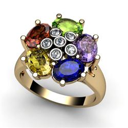 Genuine  3.17 ctw 10kt Multi-Color Precious Stone & Diamond Ring
