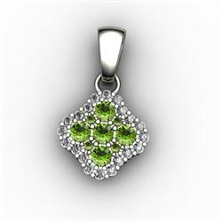 Genuine 0.59 ctw  Peridot & Diamond Pendant 10kt W/Y Gold 10kt 2.5g
