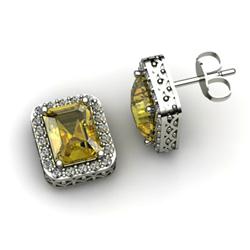 Genuine 3.50 ctw Citrine & Diamond Earring 14kt White or Yellow Gold 3.25g