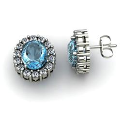 Genuine 2.74 ctw Aqua Marine & Diamond Earring 10kt White or Yellow Gold 4.98g
