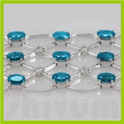 Genuine Vintage Design  23.68 ctw Blue Topaz Bracelet  14K White or Yellow Gold