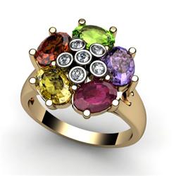 Genuine  3.18 ctw 10kt Multi-Color Precious Stone & Diamond Ring