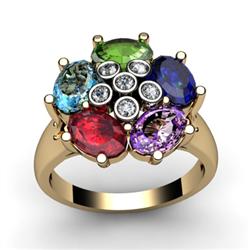 Genuine  2.9 ctw 10kt Multi-Color Precious Stone & Diamond Ring