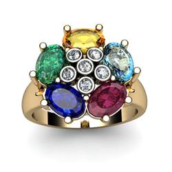Genuine  2.92 ctw 14kt Multi-Color Precious Stone & Diamond Ring