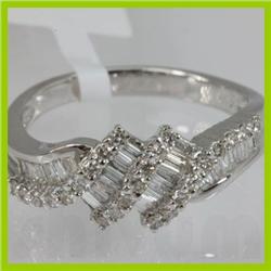 Genuine  0.71 ctw Baguette & Diamond Ring 18KT White Gold