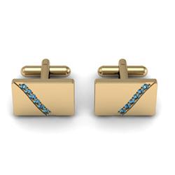 Genuine 0.48 ctw Aqua Marine Cufflink 14kt W/Y Gold 6.15g