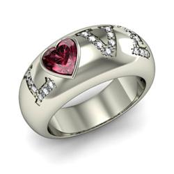 Genuine 0.74 ctw Garnet & Diamond Ring 14kt White or Yellow Gold 9g