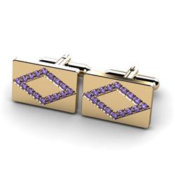 Genuine 1.60 ctw Tanzanite Cufflink 14kt W/Y Gold 6.15g