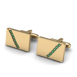 Genuine 0.48 ctw Emerald Cufflink 14kt W/Y Gold 6.15g