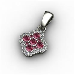 Genuine 0.59 ctw Garnet & Diamond Pendant 10kt W/Y Gold 10kt 2.5g