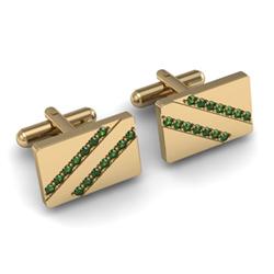 Genuine 1.12 ctw Green Tourmaline Cufflink 14kt W/Y Gold 6.15g