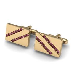 Genuine 1.40 ctw Garnet Cufflink 14kt W/Y Gold 6.15g