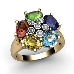 Genuine  2.85 ctw 14kt Multi-Color Precious Stone & Diamond Ring