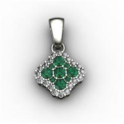 Genuine 0.52 ctw Emerald & Diamond Pendant 14kt W/Y Gold 14kt 2.75g