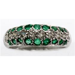 Genuine 0.96 ctw Emerald & Diamond Ring 14kt W/Y Gold 3.75g RS4.5