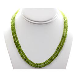 Natural Peridot Round Faceted Beads Necklace w/brass clasp